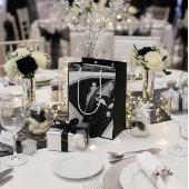 Elegante Zwarte & Witte Trouwcadeautas Medium Cadeauzakje