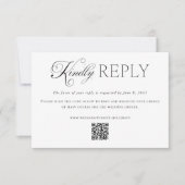 Elegante Zwarte Witte Trouwdag Aangepaste QR Code RSVP Kaartje (Voorkant)