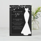 Elegante zwarte witte trouwjurk bruidsbeurt kaart (Staand voorkant)