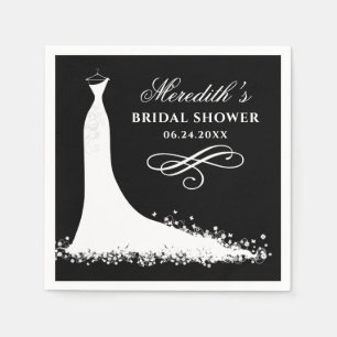 Elegante Zwarte Witte Trouwjurk Bruidsdouche Servetten