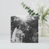 Elegante zwarte & witte trouwkaart (Staand voorkant)