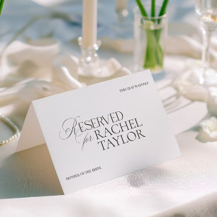 Elegante Zwarte & Witte Trouwkaart Reservere Plaat Kaart