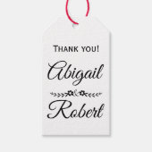 Elegante zwarte, witte typografie bruiloft Dank u Cadeaulabel (Voorkant)