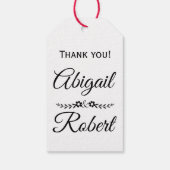 Elegante zwarte, witte typografie bruiloft Dank u Cadeaulabel (Achterkant)