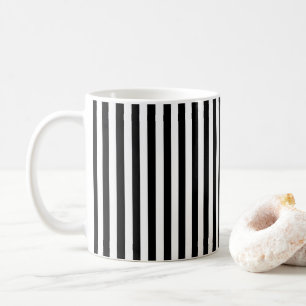 Elegante Zwarte Witte Verticale Lijnen Geometrisch Koffiemok