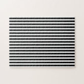 Elegante Zwarte Witte Verticale Lijnen Geometrisch Legpuzzel (Horizontaal)
