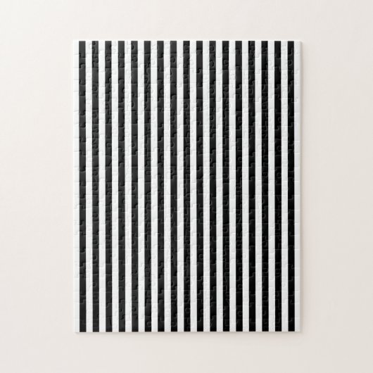 Elegante Zwarte Witte Verticale Lijnen Geometrisch Legpuzzel (Verticaal)