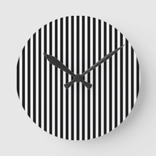 Elegante Zwarte Witte Verticale Lijnen Geometrisch Ronde Klok