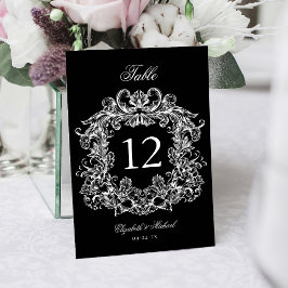 Elegante Zwarte Witte Vintage Wapen Huwelijk Kaart