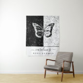 Elegante Zwarte & Witte Vlinder Baby Shower Gestip Wandkleed (In situ)