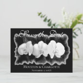 Elegante zwarte witte waterverf orchideeën kaart (Staand voorkant)