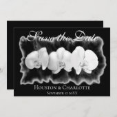 Elegante zwarte witte waterverf orchideeën kaart (Voorkant / Achterkant)