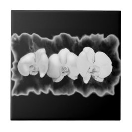 Elegante zwarte witte waterverf orchideeën tegeltje