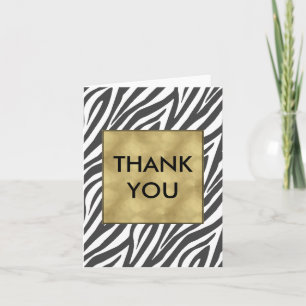 Elegante Zwarte Zebra Print Dank u Bedankkaart