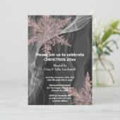 Elegante zwarte zijde & koper sneeuwvlokken kaart (Staand voorkant)