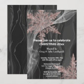 Elegante zwarte zijde & koper sneeuwvlokken kaart (Voorkant / Achterkant)