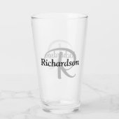Elegante zwarte zilveren aangepaste monogramnaam glas (Achterkant)