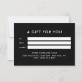 Elegante zwarte zilveren cadeaubon (Achterkant)