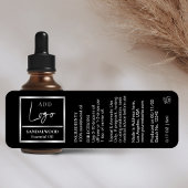 Elegante zwarte zilveren essentiële olie druppelfl etiket