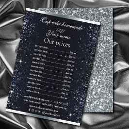 Elegante Zwarte Zilveren Glitter Lijst Flyer