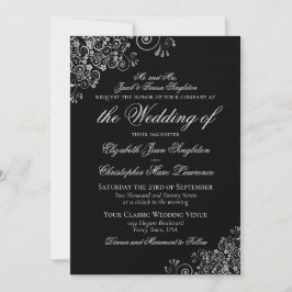 Elegante zwarte & zilveren klassieke formele bruil kaart