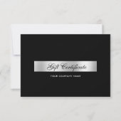 Elegante zwarte zilveren QR-code cadeaubewijs (Voorkant)