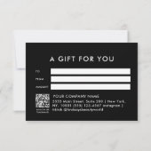 Elegante zwarte zilveren QR-code cadeaubewijs (Achterkant)
