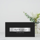 Elegante zwarte zilveren QR-code cadeaubon (Staand voorkant)