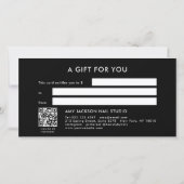 Elegante zwarte zilveren QR-code cadeaubon (Achterkant)