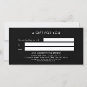 Elegante zwarte zilveren streep cadeaubon (Achterkant)