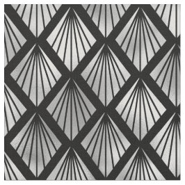Elegante Zwarte Zilveren Waaiers Diamant Art Deco Stof