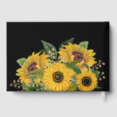 Elegante zwarte zonnebloem bruiloft goud gastenboek (Achterkant)