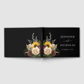 Elegante zwarte zonnebloemen bruiloft gastenboek (Volledig)