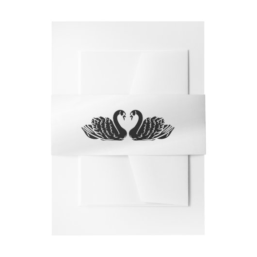 Elegante zwarte zwanen bruiloft uitnodigingen wikkel (Voorkant Voorbeeld)
