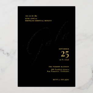 Elegante Zwartgalajurk Calligrafie Gala Folie Uitnodiging