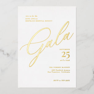 Elegante Zwartgalajurk Calligrafie Gala Folie Uitnodiging