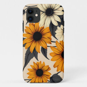 Elegante zwartogige Susans op bruin Case-Mate iPhone Case