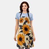 Elegante zwartogige Susans op bruin Schort (Gedragen)