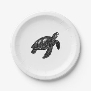 Elegante Zwemmende Oude Waterschildpad Kopie Papieren Bordje