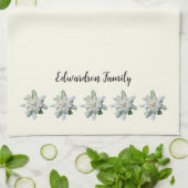 Elegante Zwitserse edelweiss bloem monogram naam Theedoek (Gevouwen)