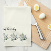 Elegante Zwitserse edelweiss bloem monogram naam Theedoek (Quarter Fold)