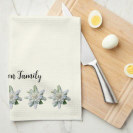Elegante Zwitserse edelweiss bloem monogram naam Theedoek