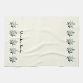 Elegante Zwitserse edelweiss bloem monogram naam Theedoek
