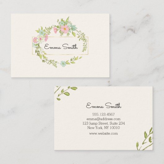 Eleganter Blumenkranz Visitekaartje (Voorkant / Achterkant)