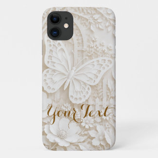 Eleganter Papercut Schmetterling mit Blumenrahmen Case-Mate iPhone Case