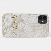 Eleganter Papercut Schmetterling mit Blumenrahmen Case-Mate iPhone Case (Achterkant (horizontaal))
