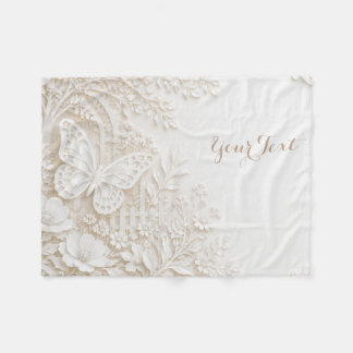 Eleganter Papercut Schmetterling mit Blumenrahmen Fleece Deken