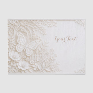 Eleganter Papercut Schmetterling mit Blumenrahmen Tissuepapier