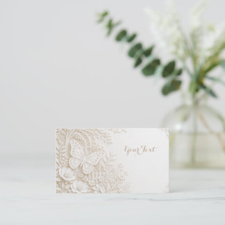 Eleganter Papercut Schmetterling mit Blumenrahmen Visitekaartje