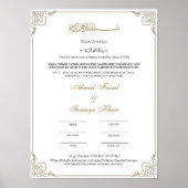 Eleganter Rahmen Muslimische Nikah Zertifikat Poster (Voorkant)